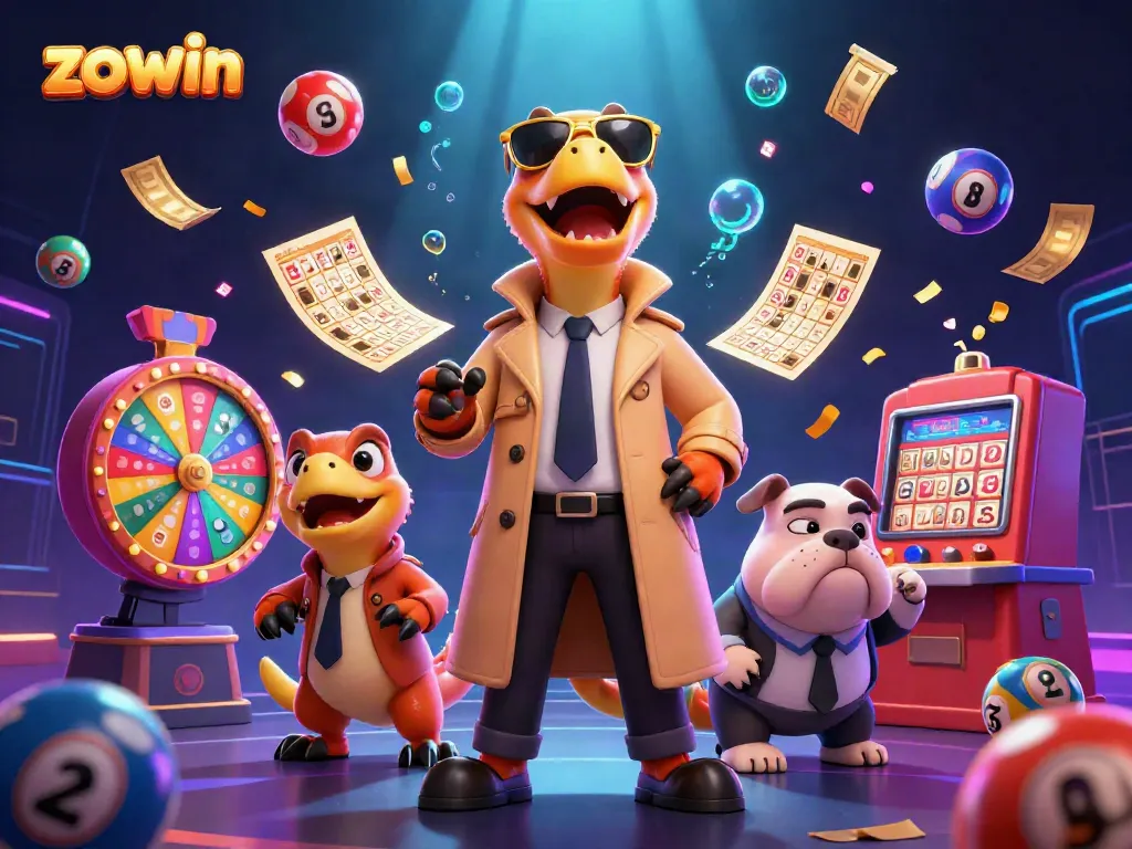 Experience Zowin's thrilling casino atmosphere with raptors in disguise in a spectacular scene.