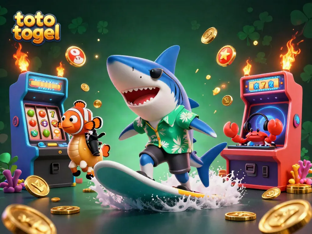 Experience excitement with toto togel through a vibrant scene of characters in a casino adventure.