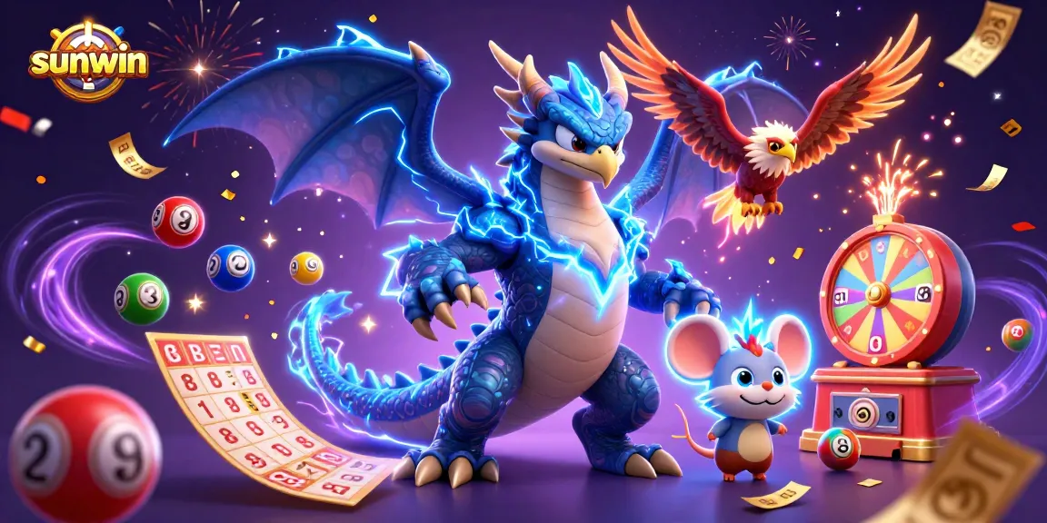 Experience sunwin excitement with dynamic lottery games, vibrant characters, and electric energy.