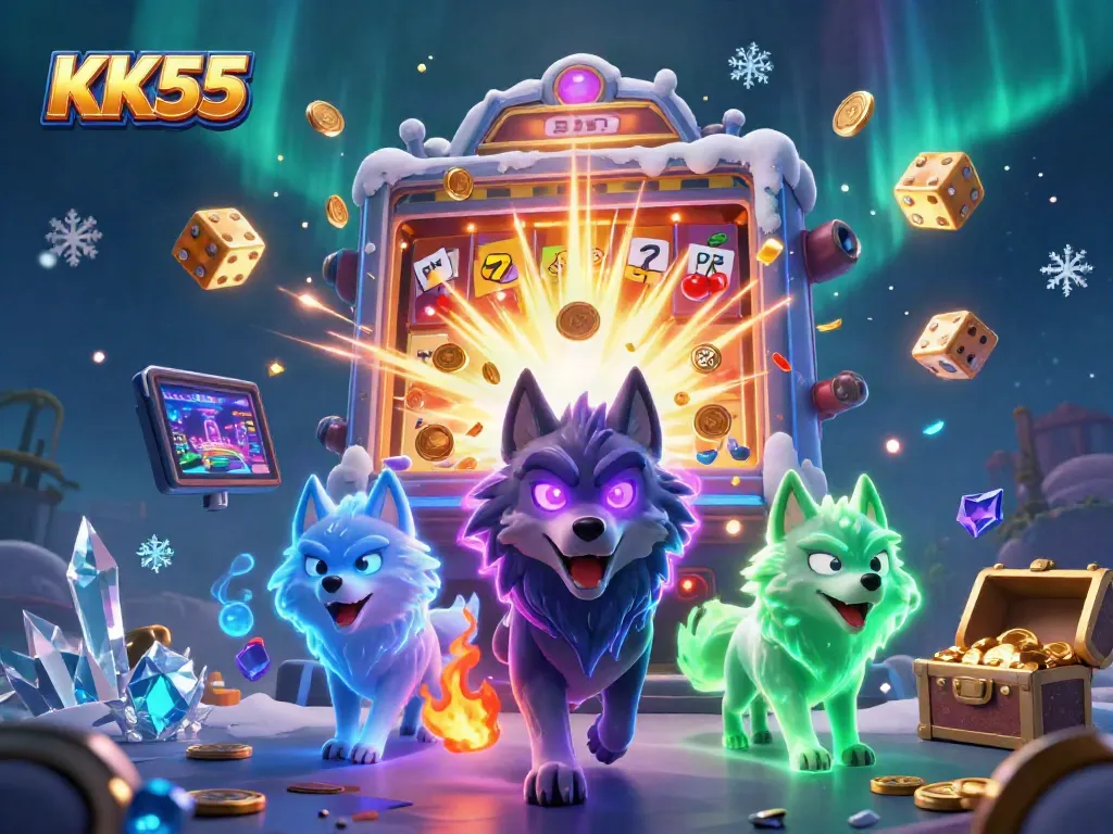 KK55 players engage with a vibrant casino scene full of exciting games and jubilant atmosphere.