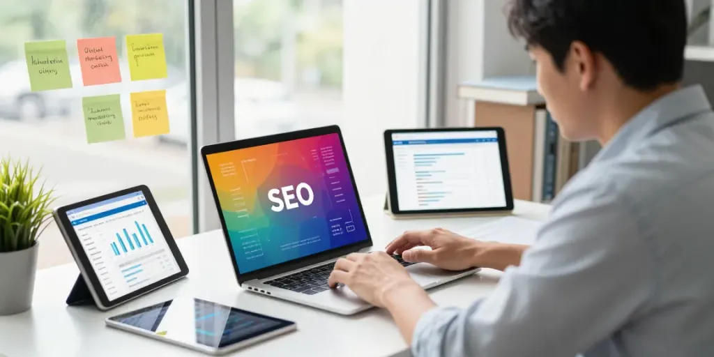 Professional workspace illustrating effective instant indexing strategies in digital marketing.
