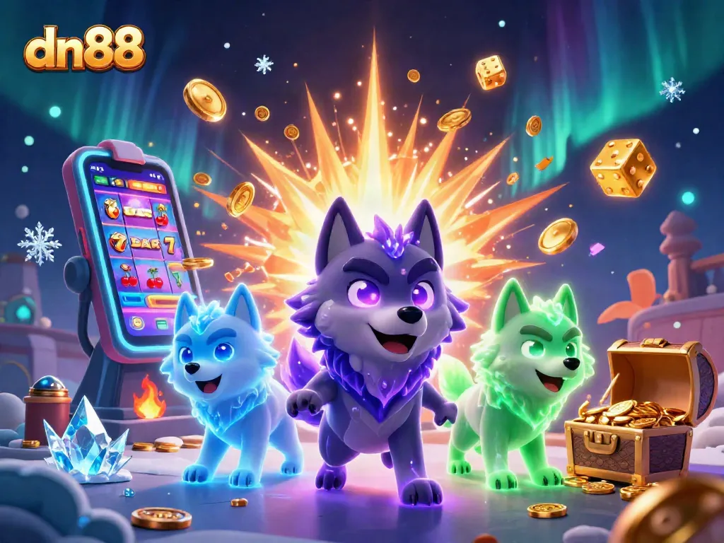 Play exciting games at dn88 with glowing wolf leaders and jackpot explosions in 3D casino magic.