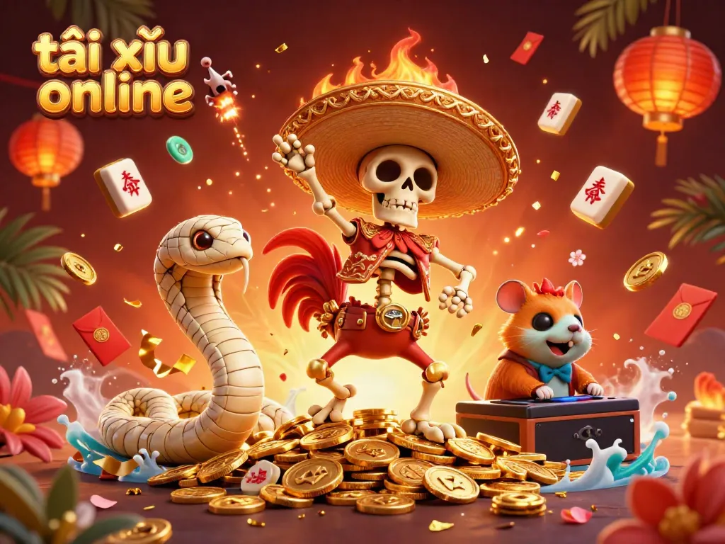 Engage with tài xỉu online excitement featuring a victory dance with colorful game elements