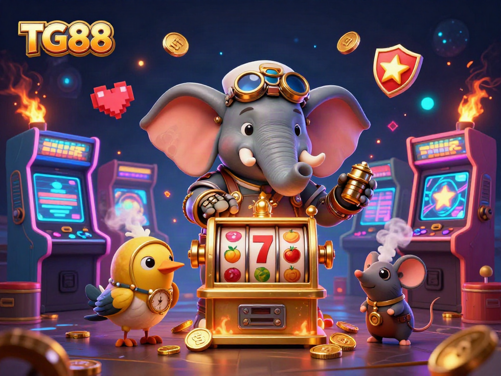 Experience thrilling GT88 slots action with animated characters highlighting victory in a vibrant casino setting.