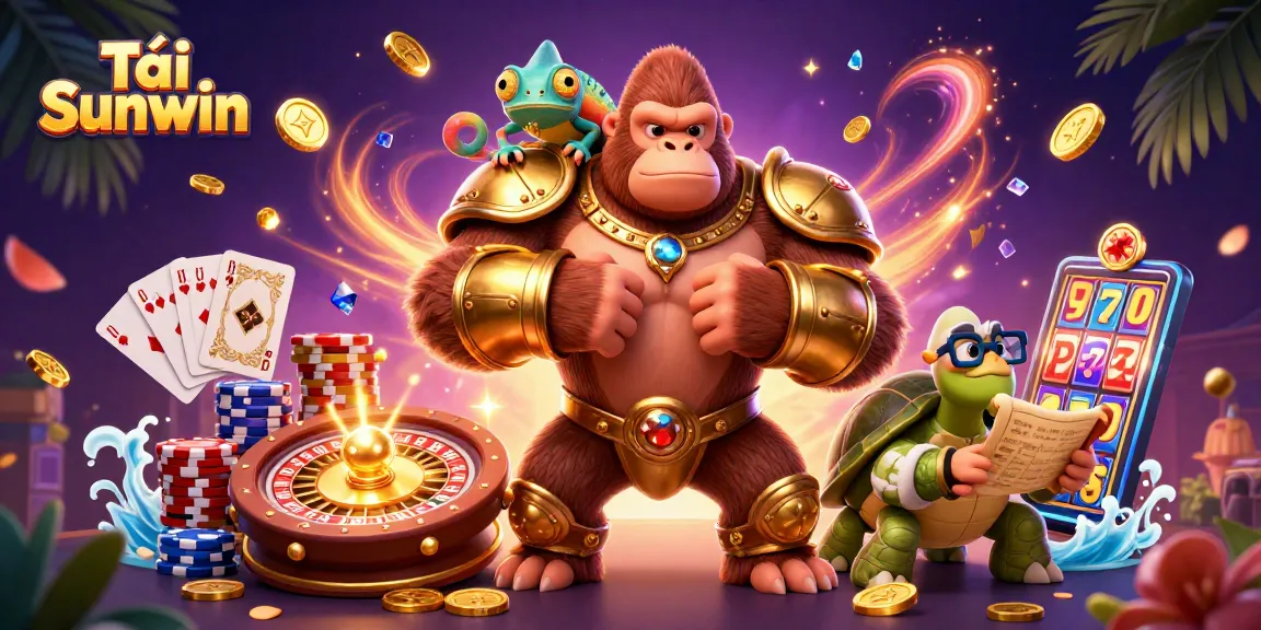 Tải Sunwin shows powerful 3D cartoon characters in a thrilling casino scene with coins, cards, and rich graphics.