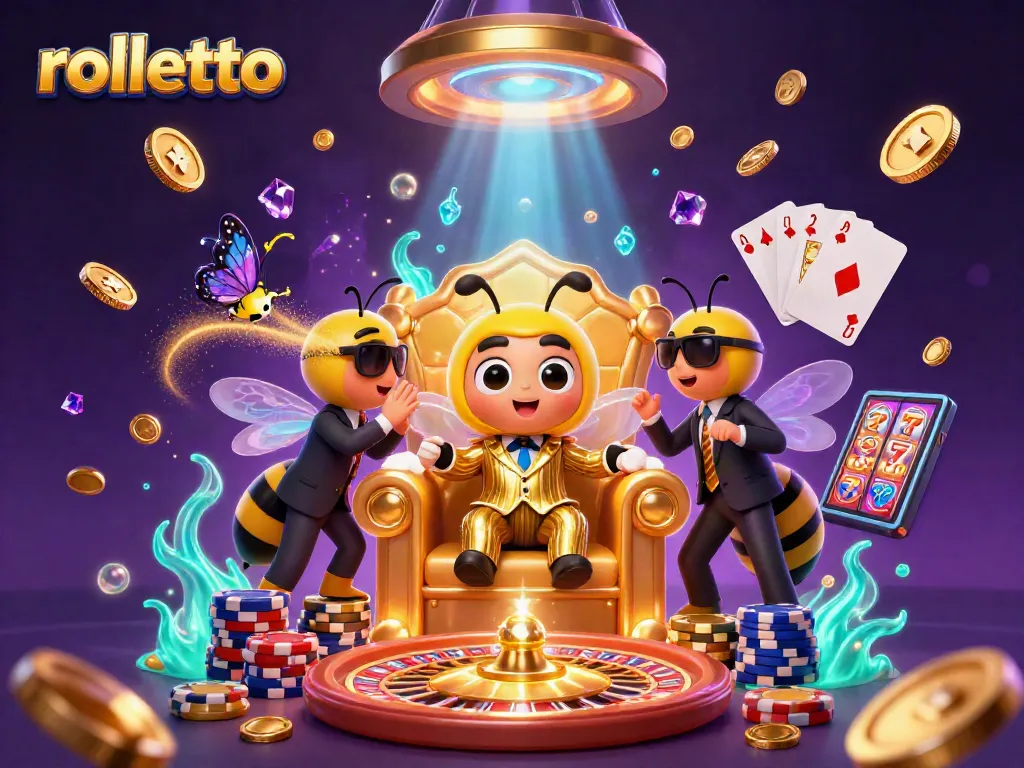 Engage with rolletto casino as a 3D bumblebee mob boss presides over gambling gold and gems.