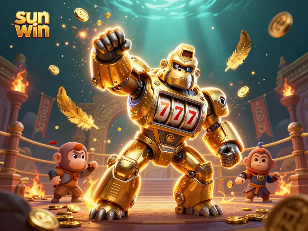 Experience thrilling moments with sun win in a vibrant, action-packed 3D casino illustration.
