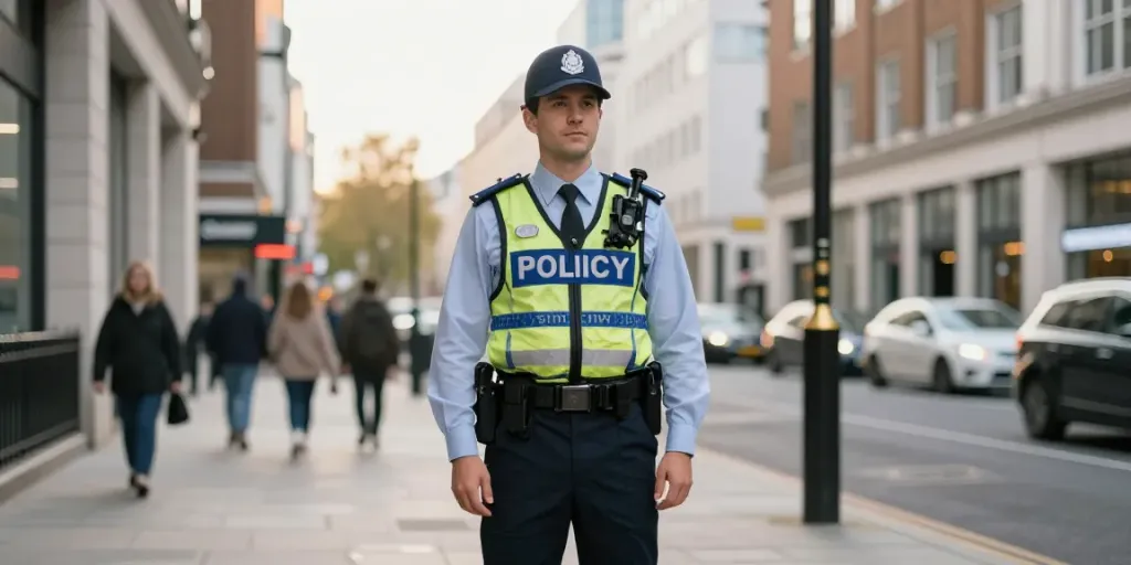 Security Guard providing professional protection services in London, embodying community trust and local service.
