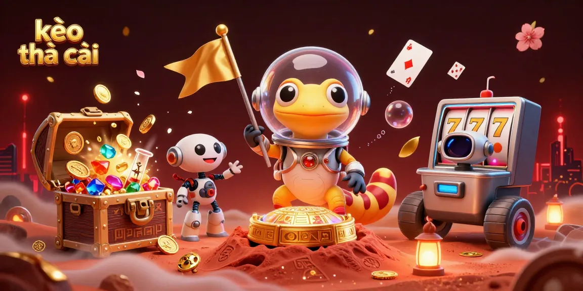 Engage with kèo nhà cái through vibrant Martian gaming adventures featuring slot machines and treasure.