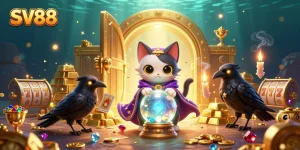 Experience winning strategies at SV88 with a vibrant 3D casino scene featuring mystical characters and golden treasures.
