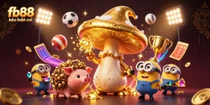 Engaging fb88 kèo nhà cái scene depicting a golden wizard and treasure-finding pig in dynamic action.