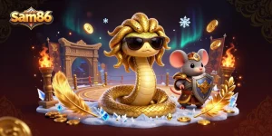 Engage with sam86, a captivating online gaming platform featuring friendly Medusa and a warrior mouse in a detailed casino world.