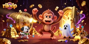 Experience the thrill of winning at rikvip with our captivating casino adventure scene.