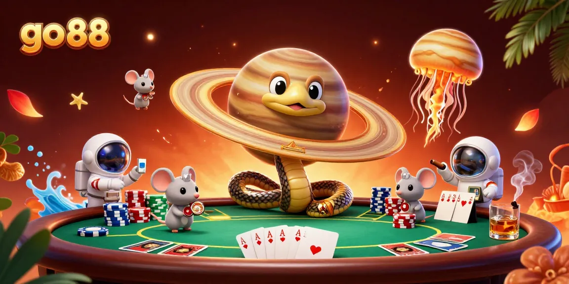 Experience the excitement of go 88 as astronaut mice place bets on a cosmic roulette wheel surrounded by poker riches.
