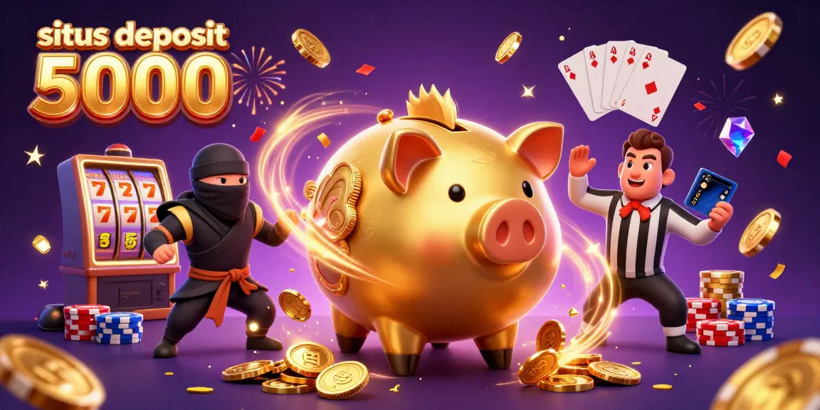 Experience the excitement at situs deposit 5000, where the sumo wrestler piggy bank battles in a dynamic casino scene.