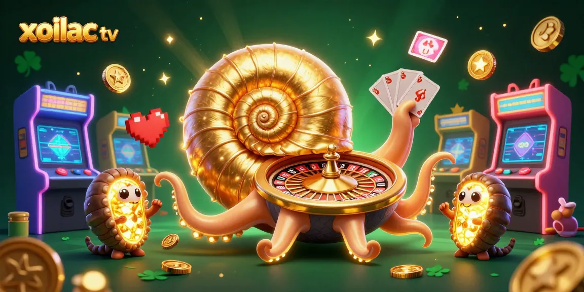 Engage with xoilac tv's vibrant gambling experience featuring a giant nautilus as a roulette wheel.