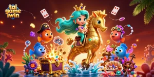 Win big with tai game iwin as the mermaid princess and seahorse explore vibrant underwater treasures.