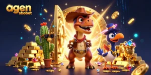 Win big with agen sbobet in an exciting cartoon casino illustration featuring vibrant characters.