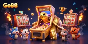 Go88 offers thrilling gameplay with a colossal tortoise pinball machine and vibrant slot game elements.