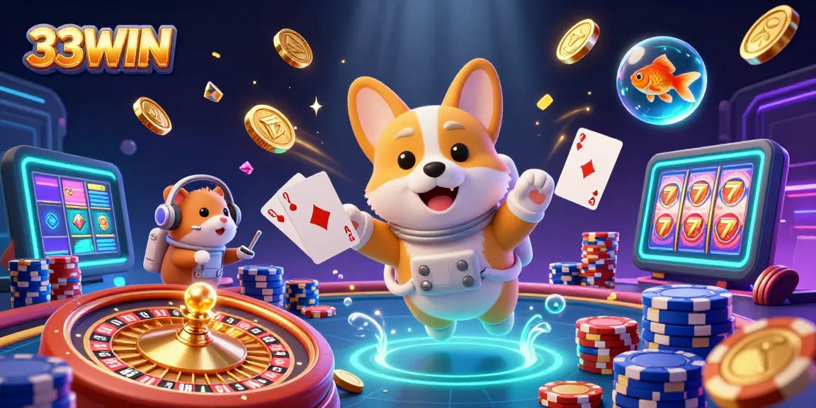 Experience thrill with 33WIN in a vibrant space casino featuring dynamic elements and fun characters.