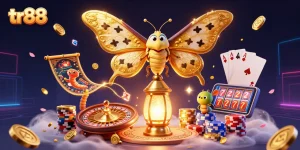 Experience the excitement of tr88 with vibrant symbols, golden coins, and a lively casino atmosphere.