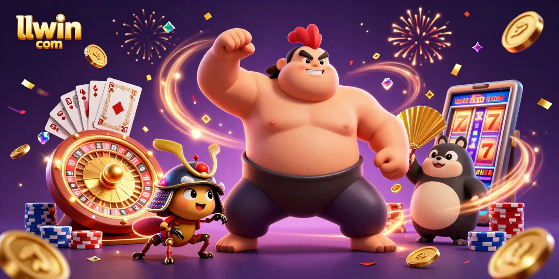 Experience thrilling casino games with llwin com's vibrant illustration showcasing excitement and energy.