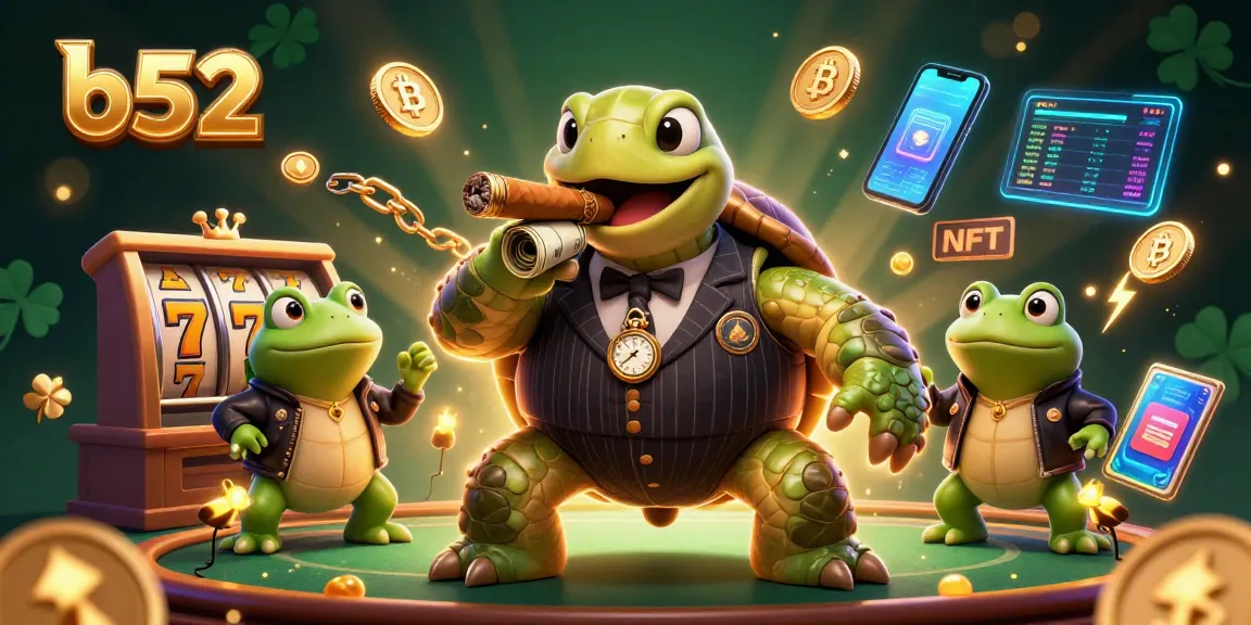 Experience thrilling b52 gameplay with cartoon turtle mobsters and jackpot-winning elements in a vibrant casino scene.