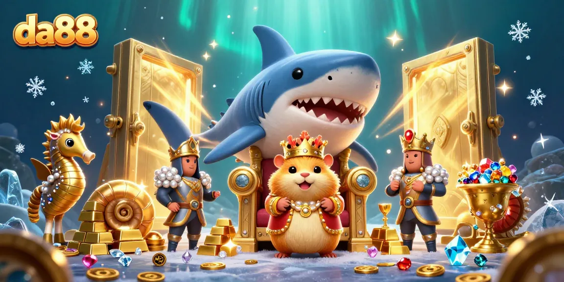 Engage in thrilling gameplay at da88 with a fierce hamster king amidst dazzling underwater treasures.