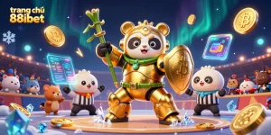 Engage with the exciting world of trang chủ 88ibet in a dynamic casino environment featuring animated characters and crypto elements.