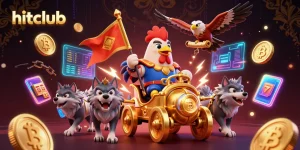 Experience hitclub's thrilling slots and crypto wildness in this 3D animated illustration.
