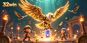 Experience thrilling gaming adventures at 32win with a dynamic 3D casino illustration.