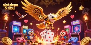 Experience thrilling victories at slot depo 5 ribu with vibrant 3D casino elements in an engaging illustration.