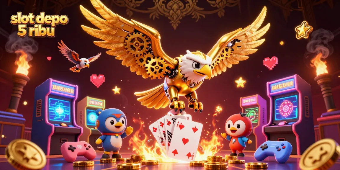 Experience thrilling victories at slot depo 5 ribu with vibrant 3D casino elements in an engaging illustration.